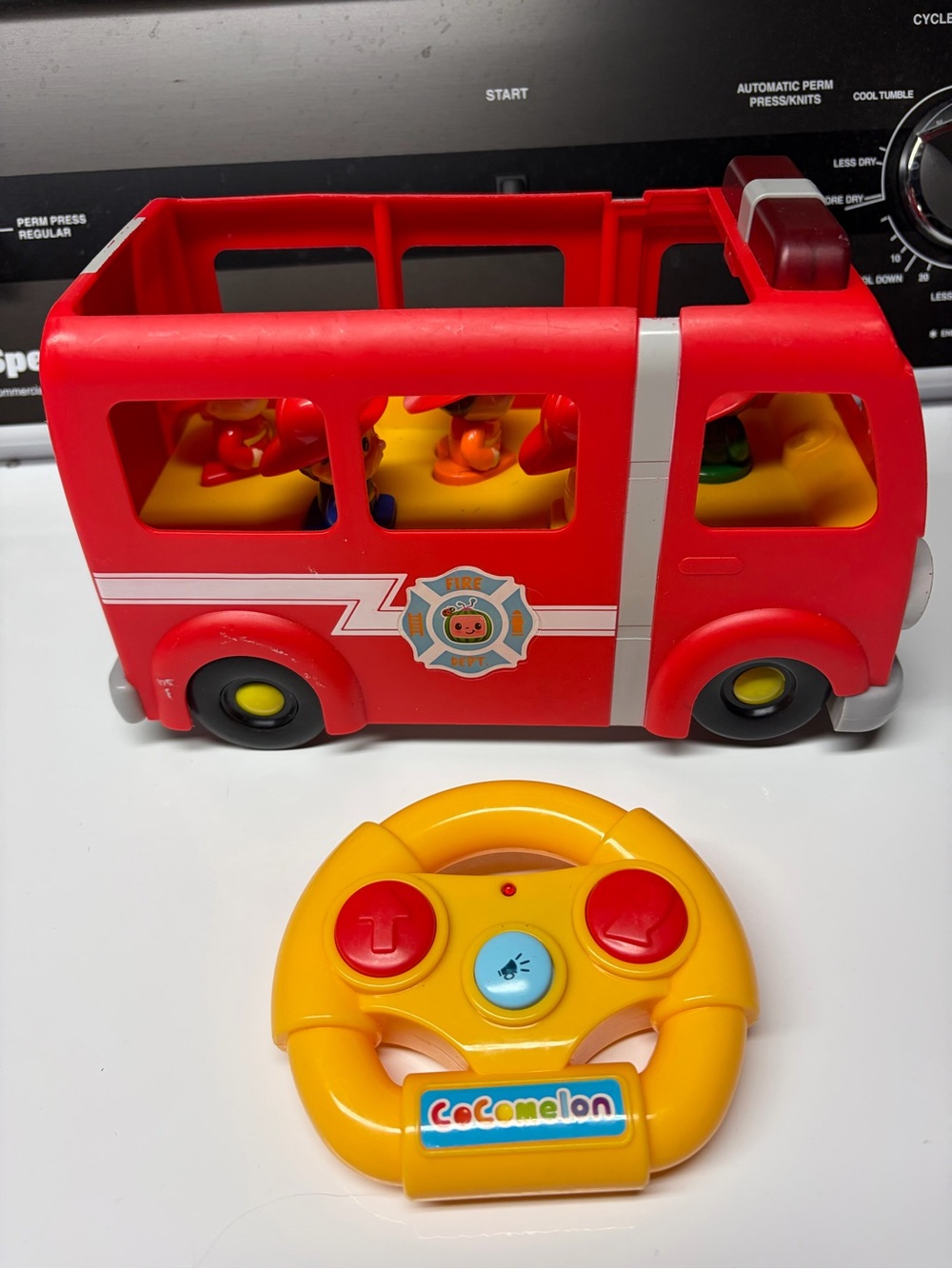 Cocomelon Red Toy Fire Truck with Yellow Remote  Control- Interactive Kids Toy